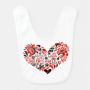Stand with Ukraine lettering and heart Baby Bib