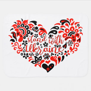 Stand with Ukraine lettering and heart Baby Blanket