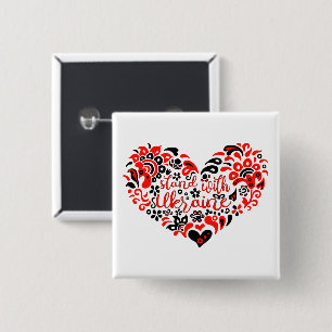 Stand with Ukraine lettering and heart Button