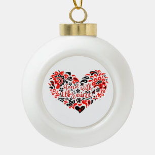 Stand with Ukraine lettering and heart Ceramic Ball Christmas Ornament