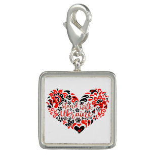 Stand with Ukraine lettering and heart Charm
