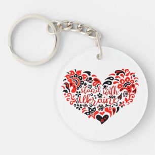 Stand with Ukraine lettering and heart Keychain