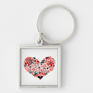 Stand with Ukraine lettering and heart Keychain
