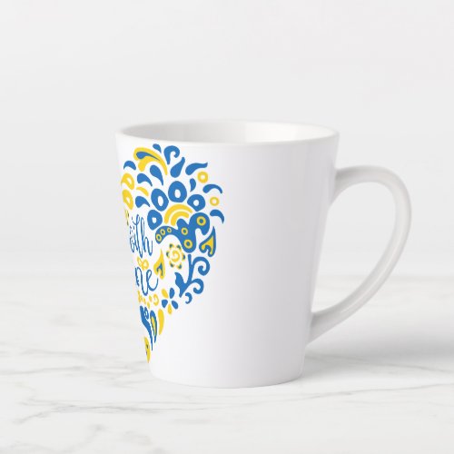 Stand with Ukraine lettering and heart Latte Mug