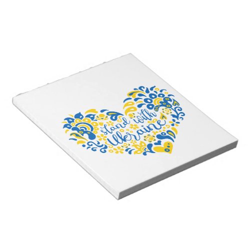 Stand with Ukraine lettering and heart Notepad