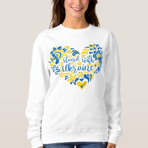 Stand with Ukraine lettering and heart Sweatshirt
