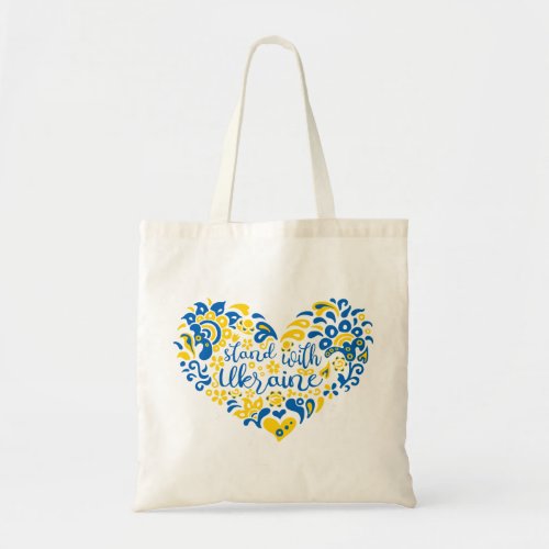 Stand with Ukraine lettering and heart  Tote Bag