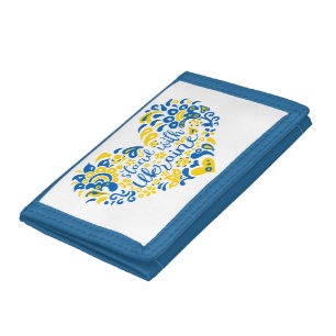 Stand with Ukraine lettering and heart Trifold Wallet