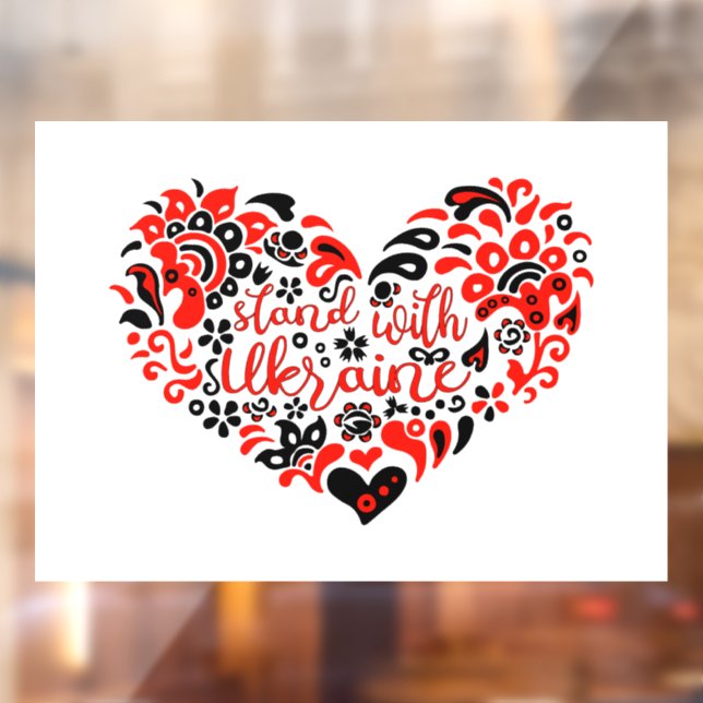 Stand with Ukraine lettering and heart Window Cling (Sheet 2)