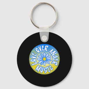 Stand With Ukraine Love Over Anger Music 4 Keychain
