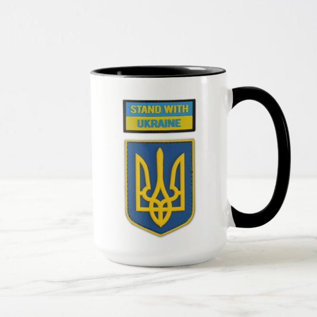 Stand with Ukraine patch Coffee Mug Cup (Right)