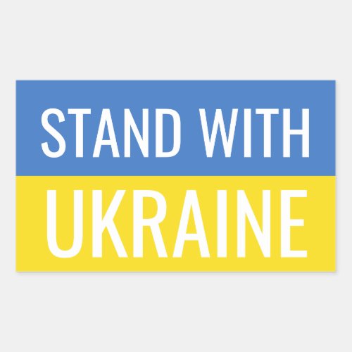 Stand With Ukraine Patriotic Ukraine National Flag Rectangular Sticker
