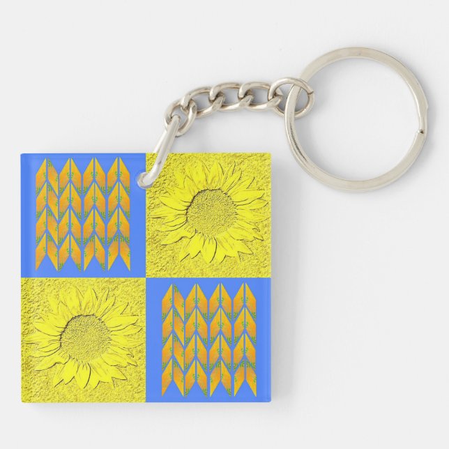Stand with Ukraine pattern Keychain (Back)