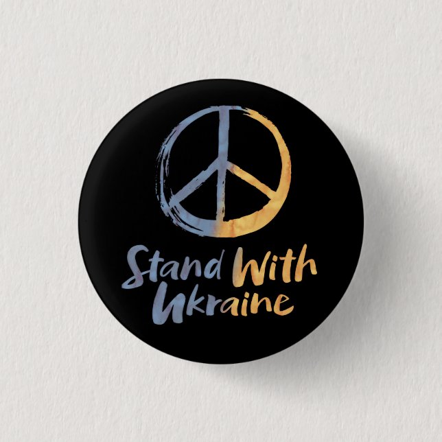 Stand With Ukraine - PEACE Symbol Sign Freedom     Button (Front)