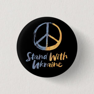 Stand With Ukraine - PEACE Symbol Sign Freedom Button