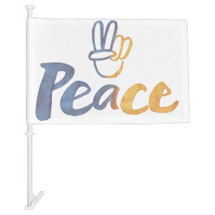 Stand With Ukraine - PEACE Symbol Sign Freedom Car Flag