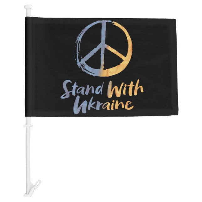 Stand With Ukraine - PEACE Symbol Sign Freedom     Car Flag (Front)