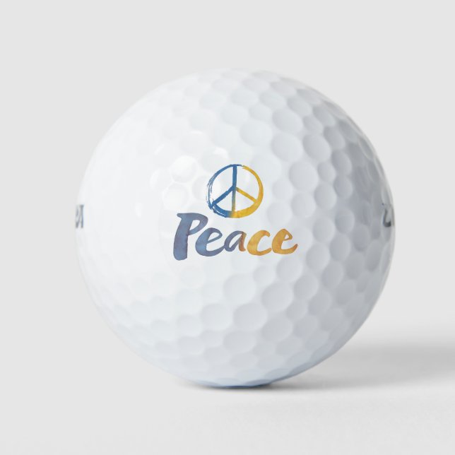 Stand With Ukraine - PEACE Symbol Sign Golf Balls  (Front)
