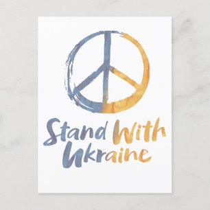 Stand With Ukraine - PEACE Symbol Sign War Holiday Postcard