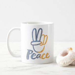 Stand With Ukraine - PEACE Symbol V-Sign Freedom Coffee Mug
