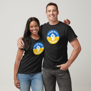 Stand With Ukraine Round SIgn and Hand T-Shirt