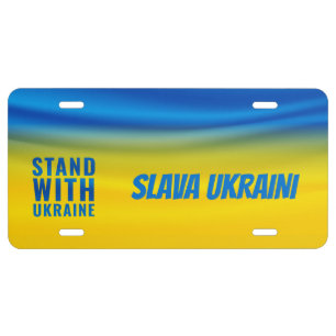 Stand with Ukraine Slava Ukraini Glory to Ukraine License Plate