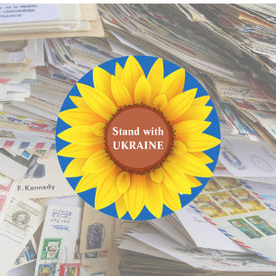 Stand with Ukraine Sunflower Classic Round Sticker