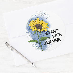 Stand with Ukraine Sunflower Classic Round Sticker