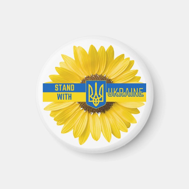 Stand With Ukraine Sunflower Magnet (Front)