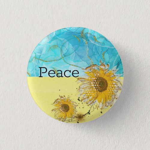 Stand with Ukraine sunflower Peace Button