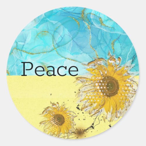 Stand with Ukraine sunflower Peace  Classic Round Sticker