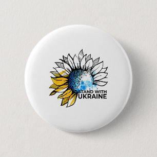 Stand With Ukraine Sunflower - Ukraine Strong Clot Button