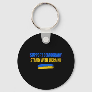 Stand With Ukraine Support Democracy Ukraine Flag Keychain