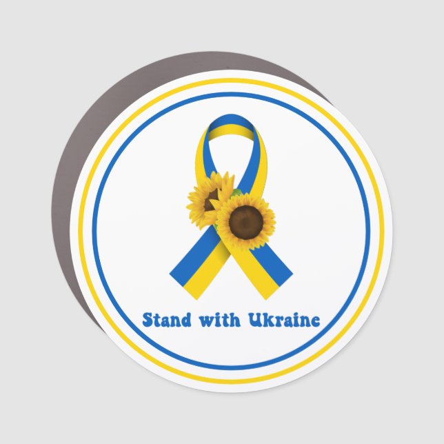 Stand With Ukraine Support Ribbon Car Magnet (Front)