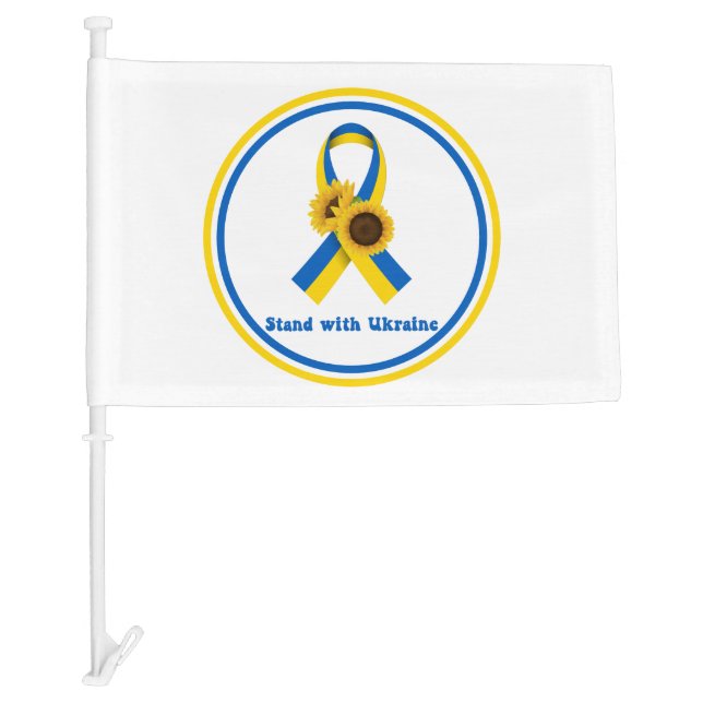 Stand With Ukraine Support Ribbon Car Magnet Car Flag (Front)