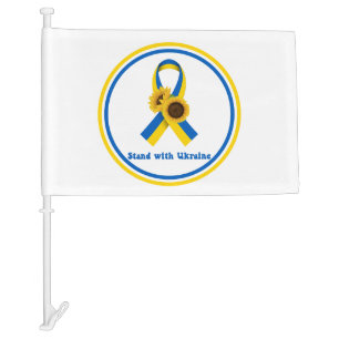 Stand With Ukraine Support Ribbon Car Magnet Flag