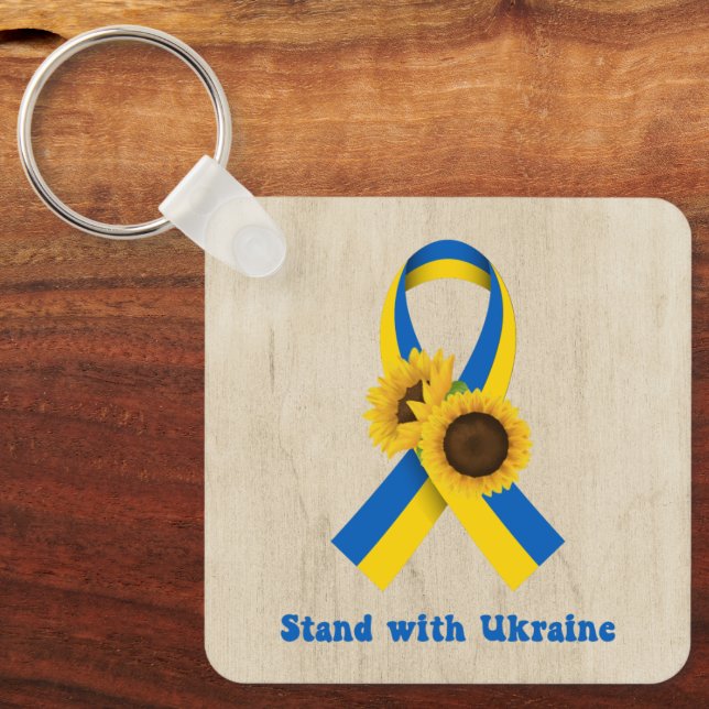 Stand With Ukraine Support Ribbon  Keychain (Front)
