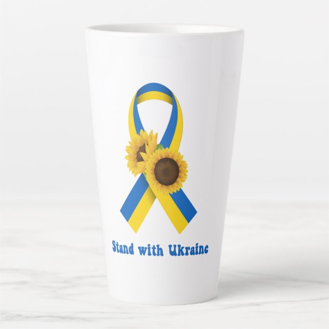 Stand With Ukraine Support Ribbon  Latte Mug (Front)