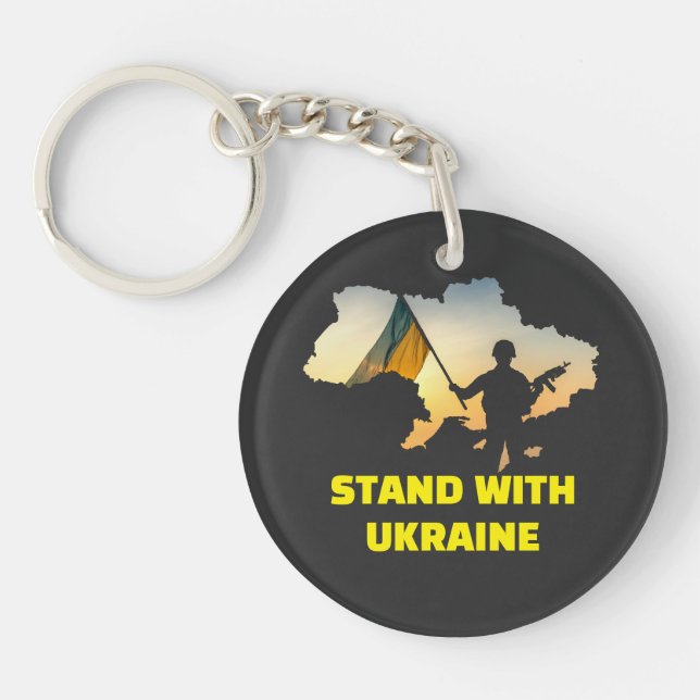 Stand with Ukraine – Support & Solidarit Keychain (Front)