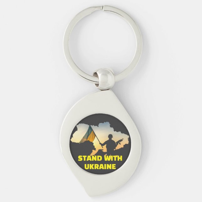 Stand with Ukraine – Support & Solidarity  Keychain (Front)