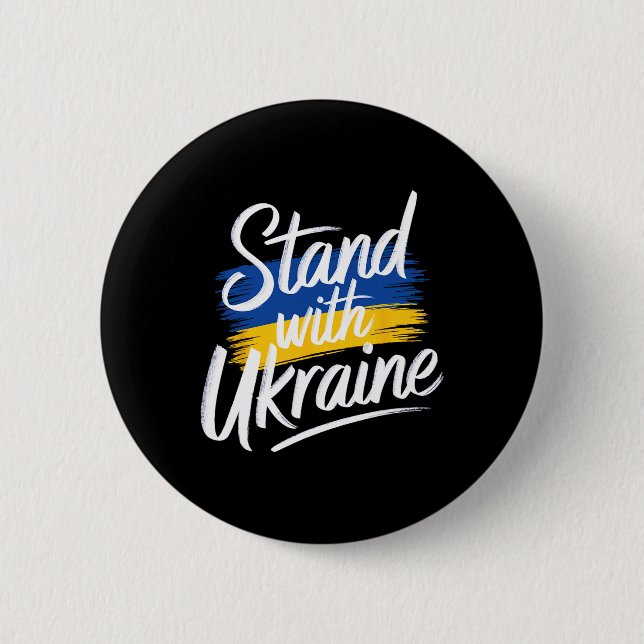 Stand With Ukraine Support Solidarity Peace Ukrain Button (Front)