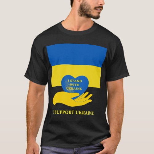 Stand With Ukraine Support Ukraine Flag  Heart T_Shirt