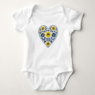 Stand with Ukraine traditional petrykivka painting Baby Bodysuit