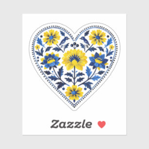 Stand with Ukraine traditional petrykivka painting Sticker