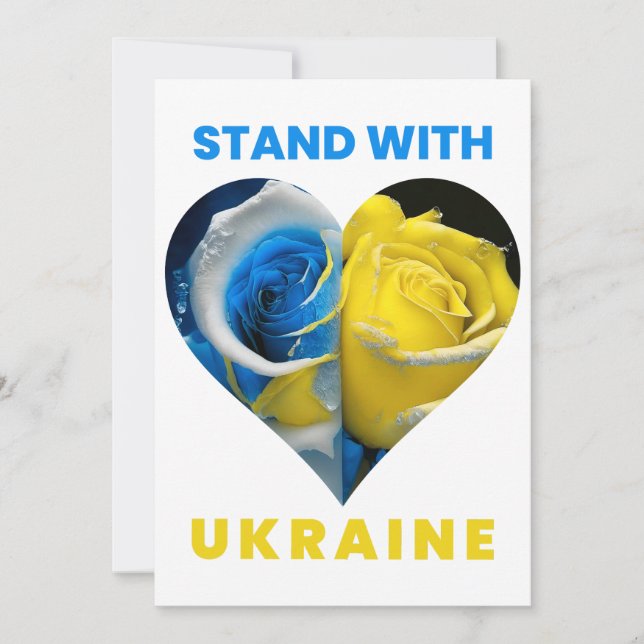 Stand With Ukraine, Ukraine Heart Flag, Ukrainian Announcement (Front)