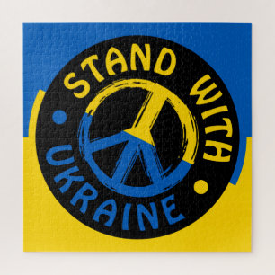 Stand With Ukraine, Ukraine Peace Symbol Jigsaw Puzzle