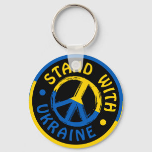 Stand With Ukraine, Ukraine Peace Symbol Keychain