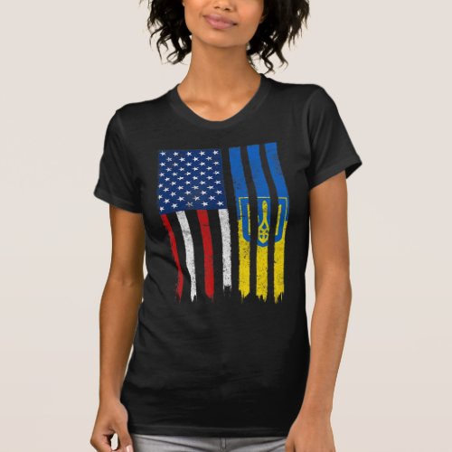 Stand With Ukraine Ukrainian American Flag Pride U T_Shirt