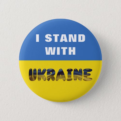 Stand With Ukraine Ukrainian Flag Blue Yellow Button
