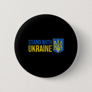 Stand With Ukraine Ukrainian Flag Coat-of-arms Ukr Button